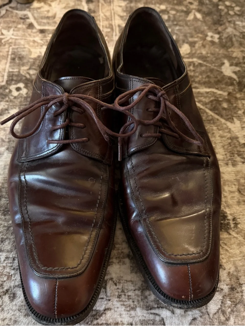 Salvatore Ferragamo Brown Leather Apron Toe Derby Dress Shoes Men’s Size 12